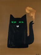 Cafe Chat Noir Black Cat Coffee Original Belgian Advertising Poster 