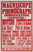 Original Early Movie Poster Moving Pictures Magniscope and Phonograph