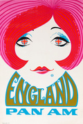 Pan Am England Original Travel Poster Mod Girl