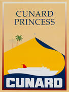 Original Cunard Cruise Lines Poster Cunard Princess