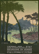 Chemins de Fer de l'Etat Excursion en Vendee Et Au Littoral de L'Ocean Original rench Travel Poster