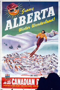 Sunny Alberta Winter Wonderland Original Canadian Ski Poster