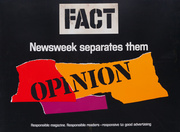Newsweek Magazine Original American Advertising Poster Fact Opinion Newsweek Separates Them torn paper