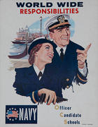 NAVY World Wide Responsibility Officer Candidate Schools Origiinal American Recruiting Poster