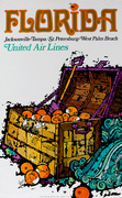 United Air Lines Original Travel Poster Jacksonville Tamps/St. Petersburg West Palm Beach Treasure Chest