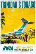 Trinidad & Tobago Original BWIA The Caribbean Best 727 Travel Poster