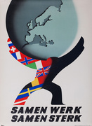 Together Work, Together Strong. "Samen Werk, Samen Sterk." Original Marshall Plan Netherlands Poster