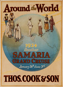 Around the World Thos. Cook & Son Original 1924 Grand Cruise Samaria Travel Poster