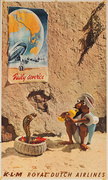 KLM Royal utch Airlines Daily Service Original Travel Poster Snake Charmer