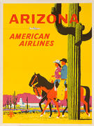 Arizona American Airlines Original Travel Poster Cowboy Couple