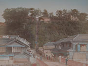 Meiji Era Hand Colored Japanese Albumen Photograph The One Hundred Steps at Yokohama