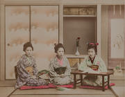 Meiji Era Hand Colored Japanese Albumen Photograph Teaching Songs