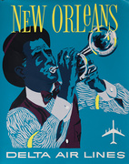 Delta Air LinesNew Orleans Travel Poster Trumpet Player