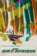 Air Afrique Original Travel Poster  Gabon Africa