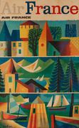 Air France Original Travel Poster Nathan Castles Mountains Sea