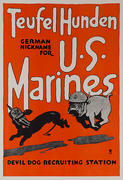 Teufel Hunden Original WWI American Recruiting Poster "German Name for US Marines."
