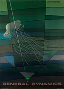 General Dynamics Original Corporate Relations Poster Exploring the Universe Jellyfish