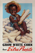 Grow White Corn for Extra Profit Original American Advertising Poster Boy in Straw Hat