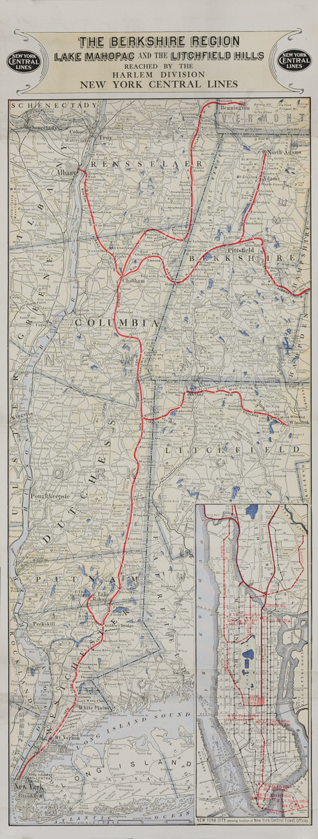 Lake Mahopac Litchfield and Berkshire Hills New York Central Lines Original Travel Brochure