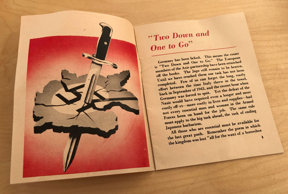 Two down and One to go- War Department Pamphlet No. 21-31