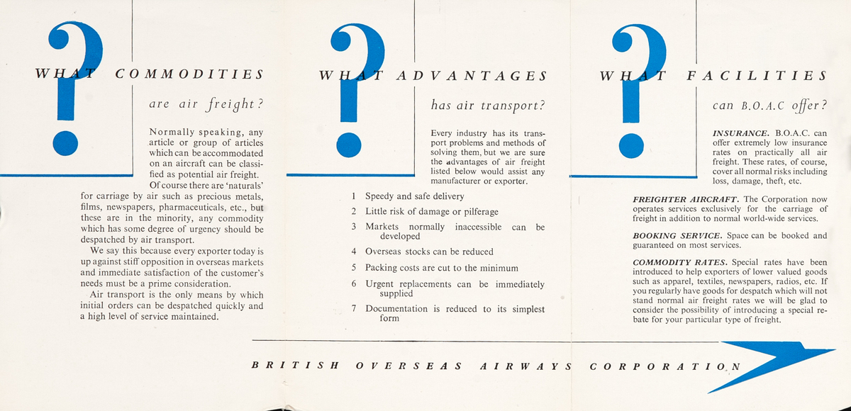BOAC Air Freight Original Brochure