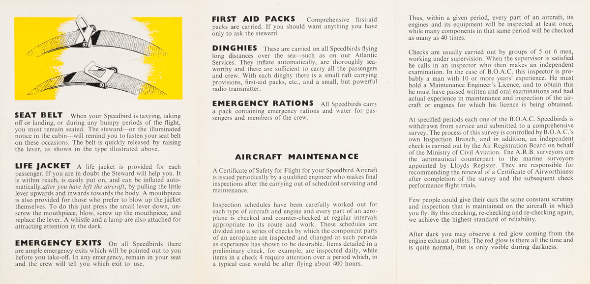 BOAC Safety Leaflet Original Travel Brochure