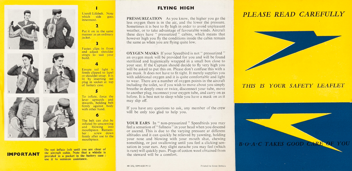 BOAC Safety Leaflet Original Travel Brochure
