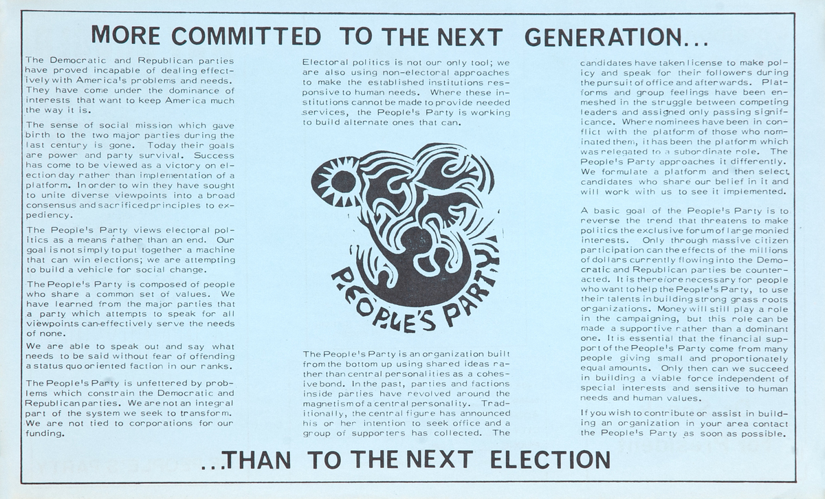 Why Should We Support a Party of Them When We Can Build a Party of Us? Original People's Party Brochure