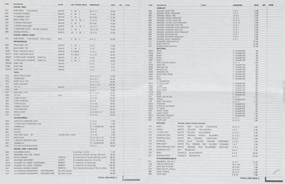 Keith Haring Pop Shop Mailer Poster with Order Form