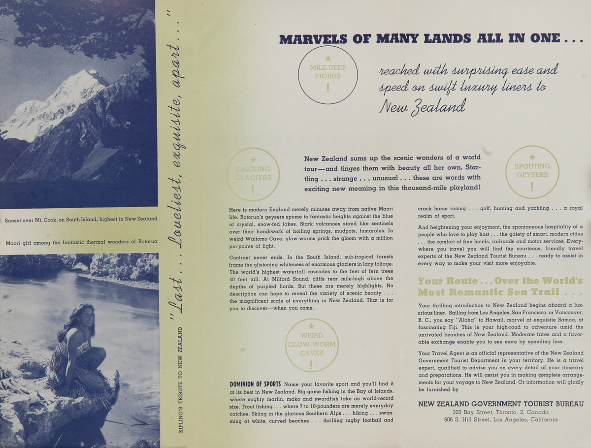 New Zealand A World in Itself! Original Travel Brochure