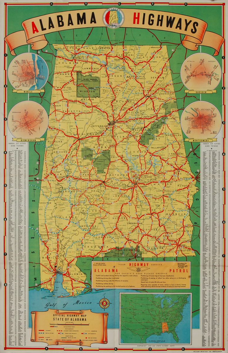 Alabama Official Highways Map Travel Brochure