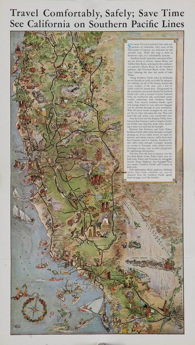 California For the Tourist Southern Pacific Lines Travel Brochure