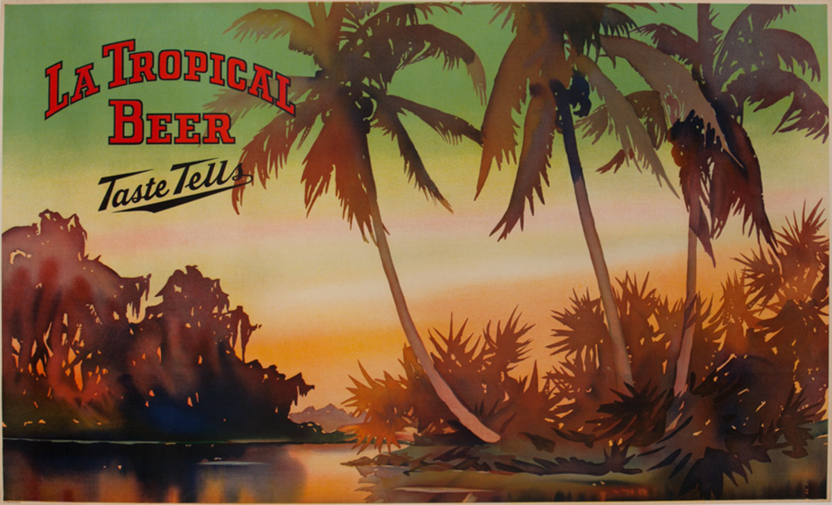 La Tropical Beer Taste Tells, Original Cuban American Advertising Poster