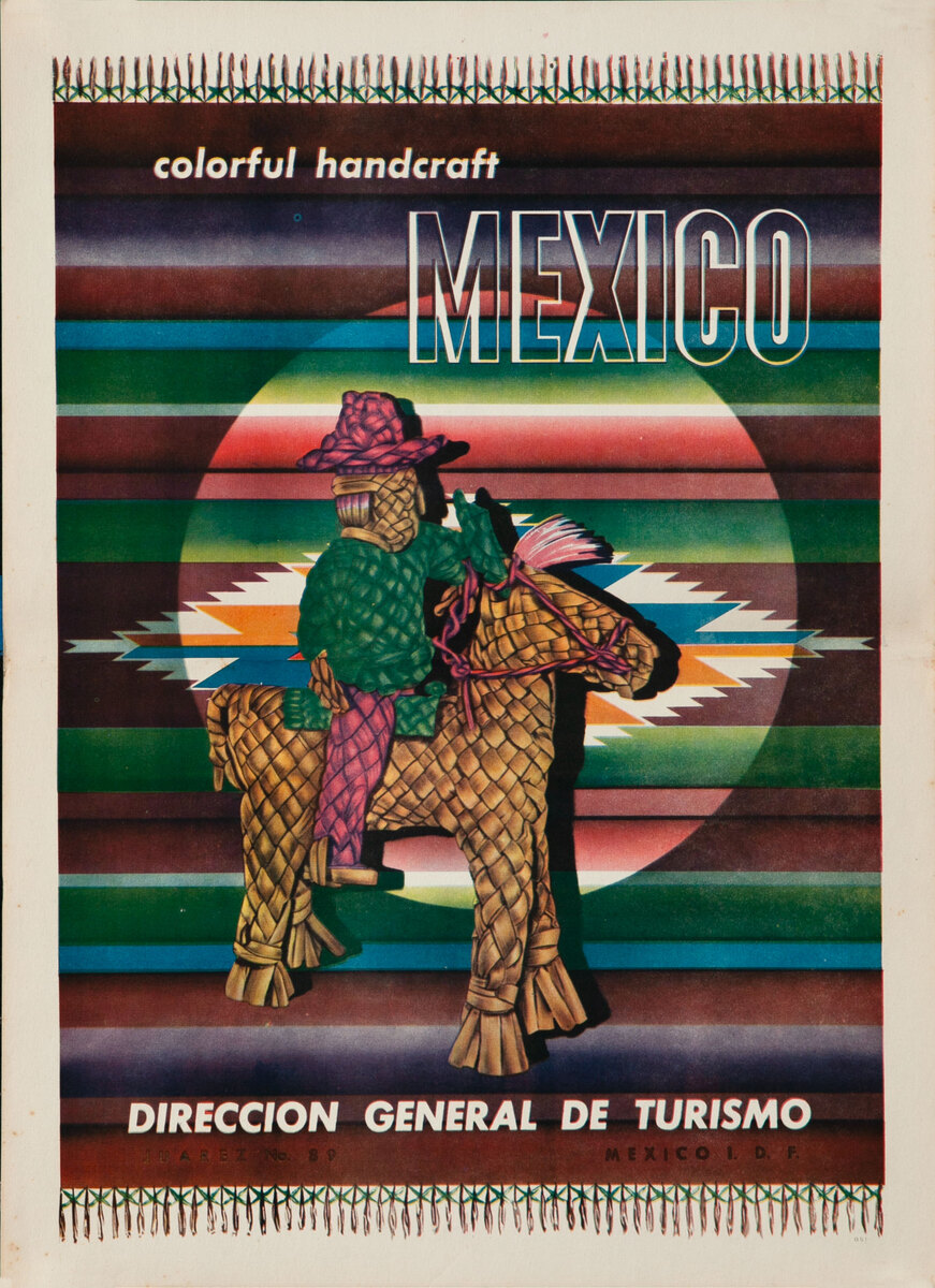 Colorful Handcraft Mexico Original Mexican Travel Poster