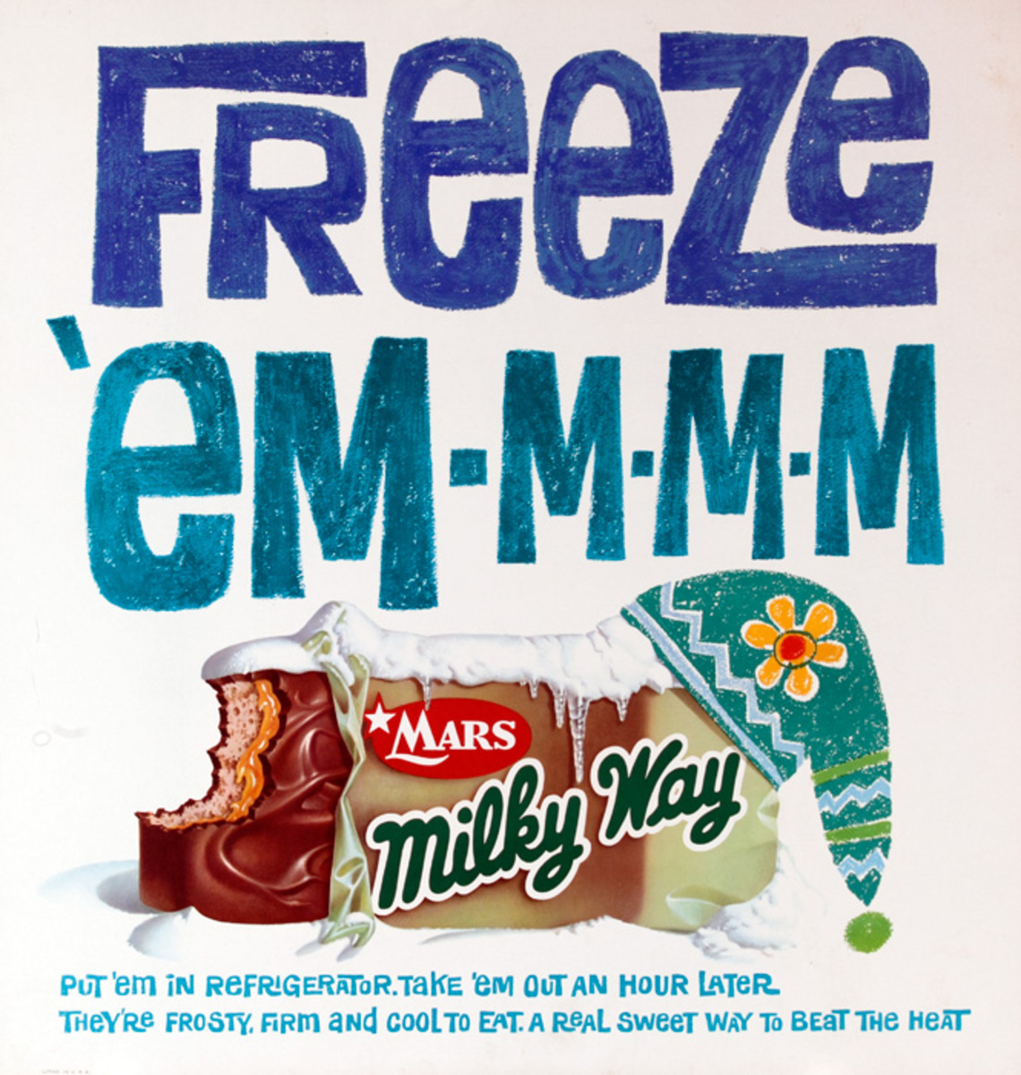 Mars Candy Original Advertising Poster, Freeze 'em-m-m-m