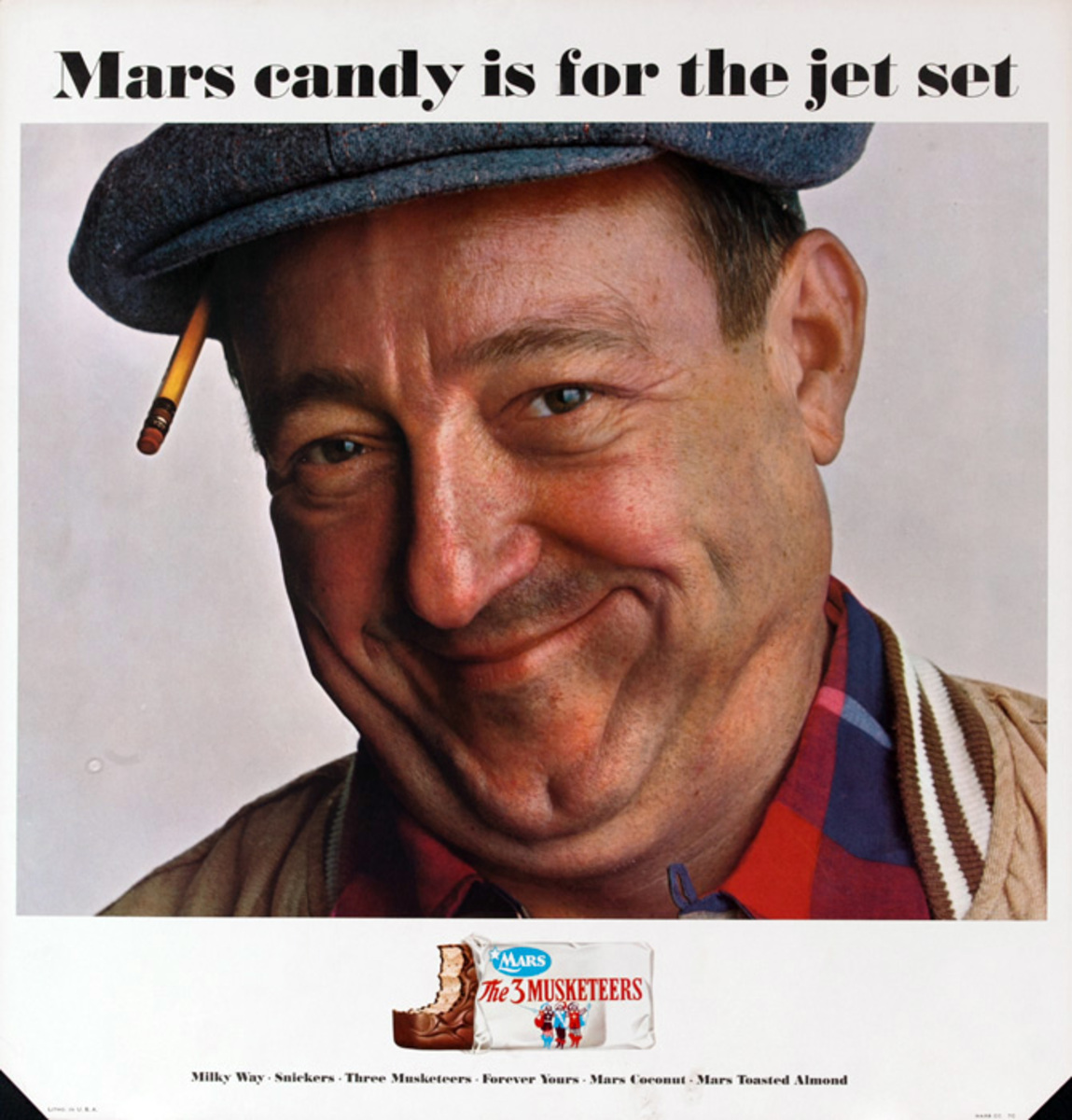 Mars Candy Original Advertising Poster, Mars Candy is for the Jet Set