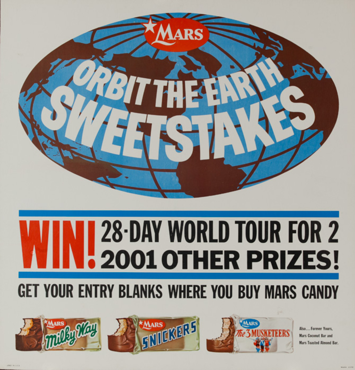 Mars Candy Original Advertising Poster, Orbit the Earth Sweepstakes