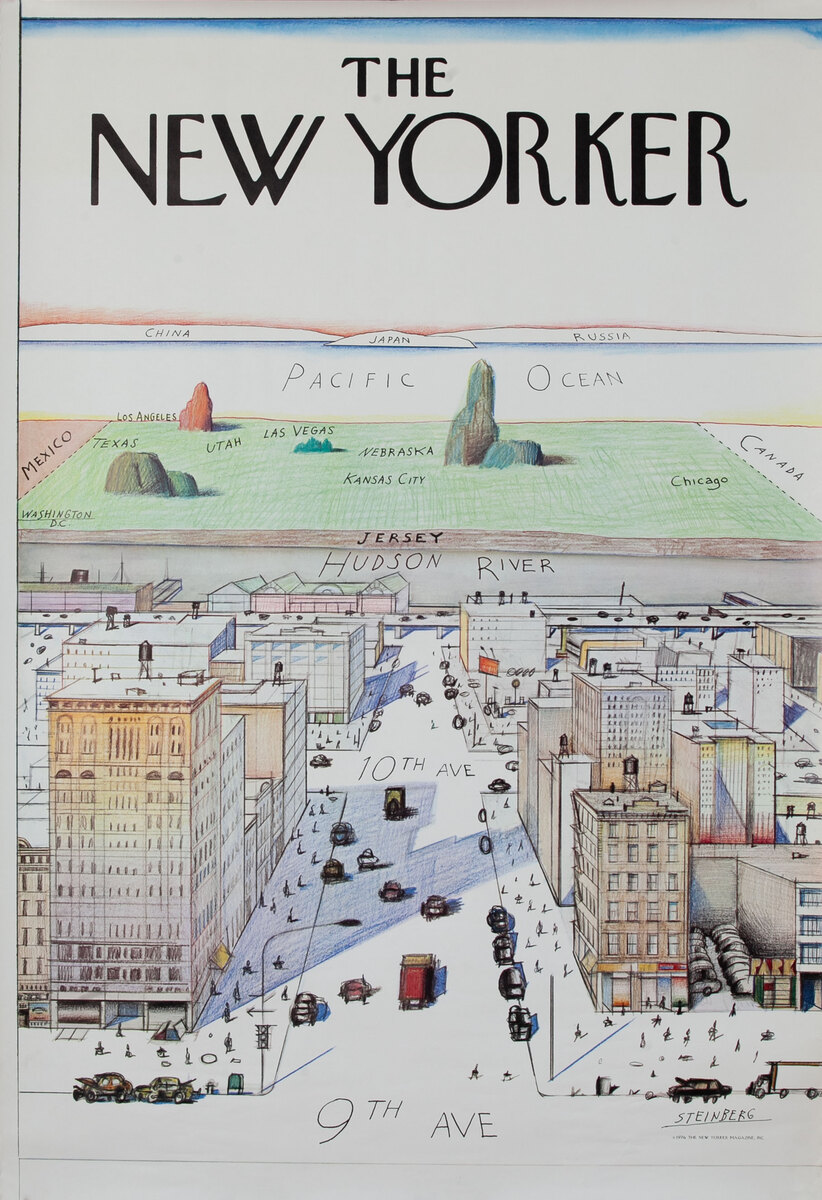 New Yorker Magazine Original Advertising Poster Saul Steinberg