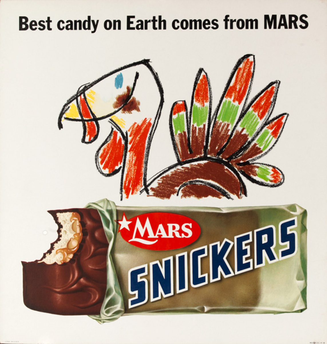 Mars Candy Original Advertising Poster, Best Candy on Earth comes from MARS. turkey