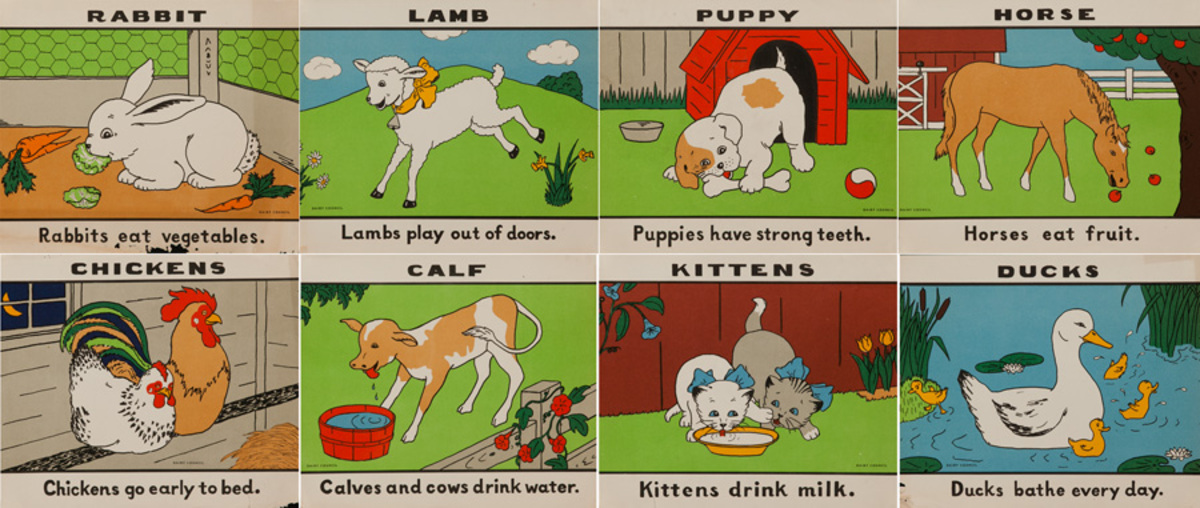Original Set of Dairy Council Nutrition Prints Animals