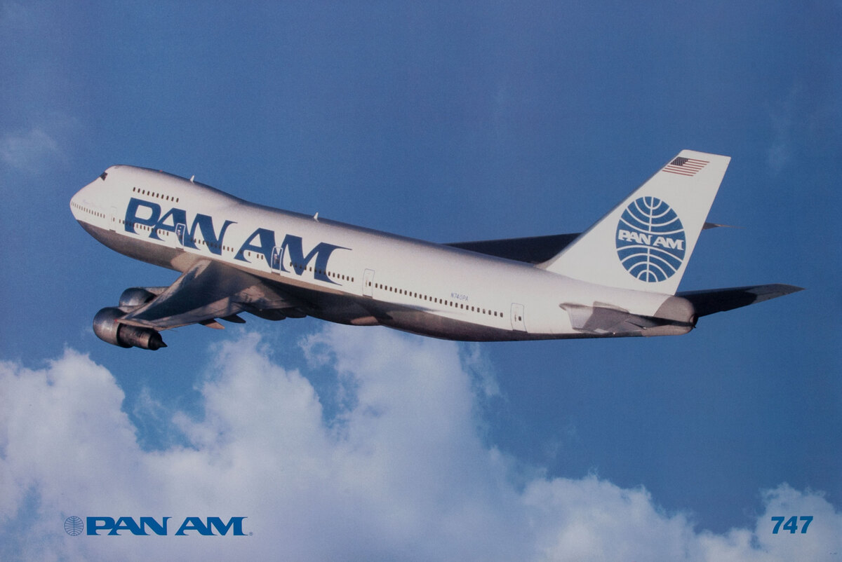 Pan Am Airlines Original Travel Poster 747 photo