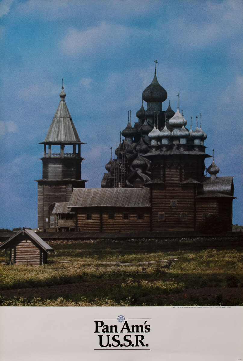 Pan Am Airlines Original Travel Poster, USSR Onion Domes Photo