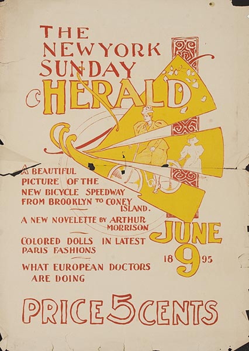 New York Sunday Herald Original American Literary Poster