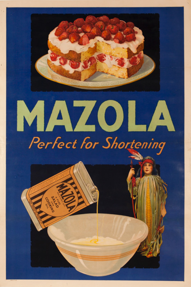 Mazola, Perfect for Shortening, Strawberry Shortcake, Original American Advertising Poster