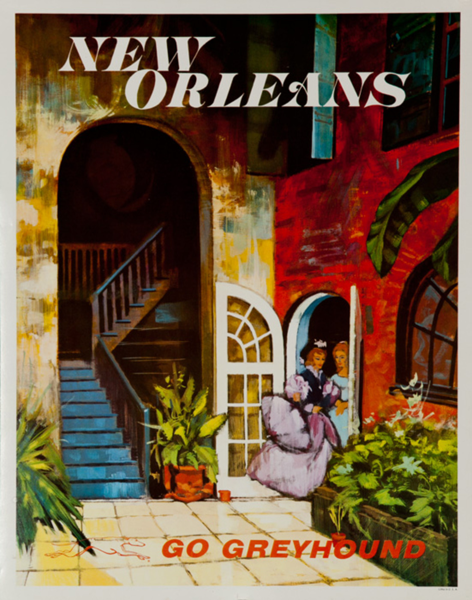Greyhound Bus Lines Original Travel Poster, New Orleans small