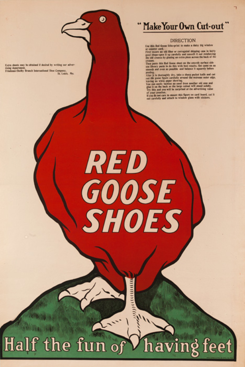 Red Goose Shoes Original American Advertising Poster Make Your Own Cut Out