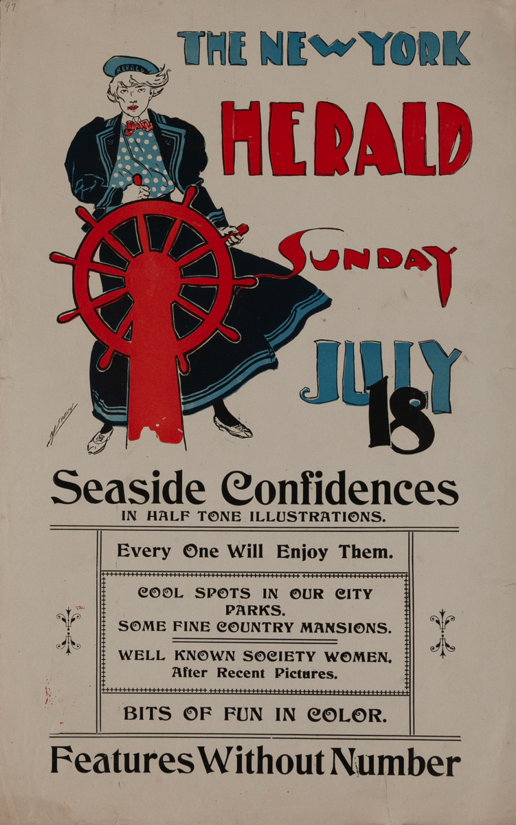 New York Herald July 18 Original American Literary Poster
