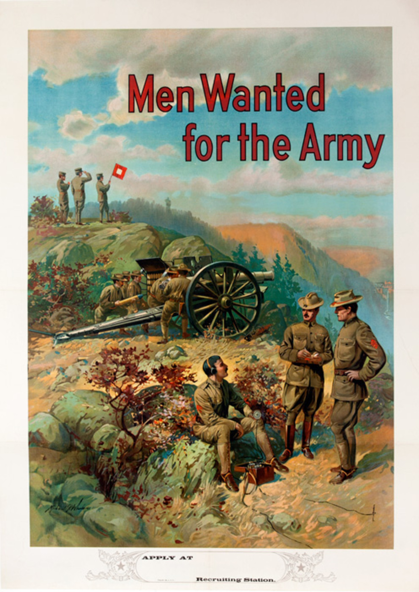 Men Wanted for the Army, Original American WWI Recruiting Poster