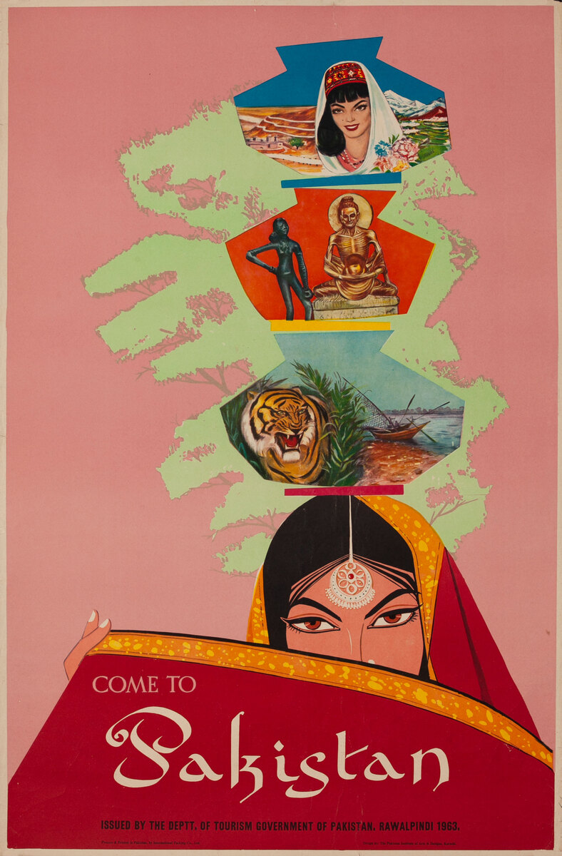 Come to Pakistan Original Pakistan Travel Poster Veiled Woman