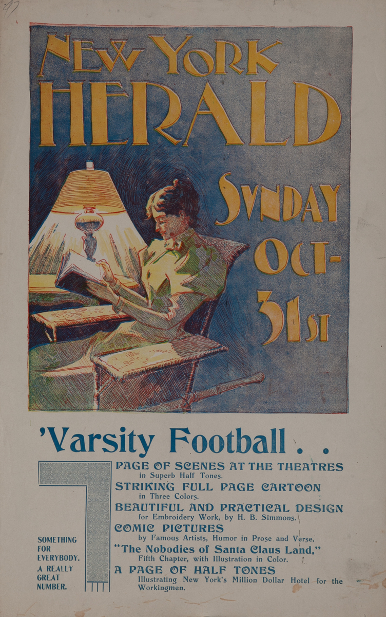 New York Herald Varsity Football Original American Literary Poster